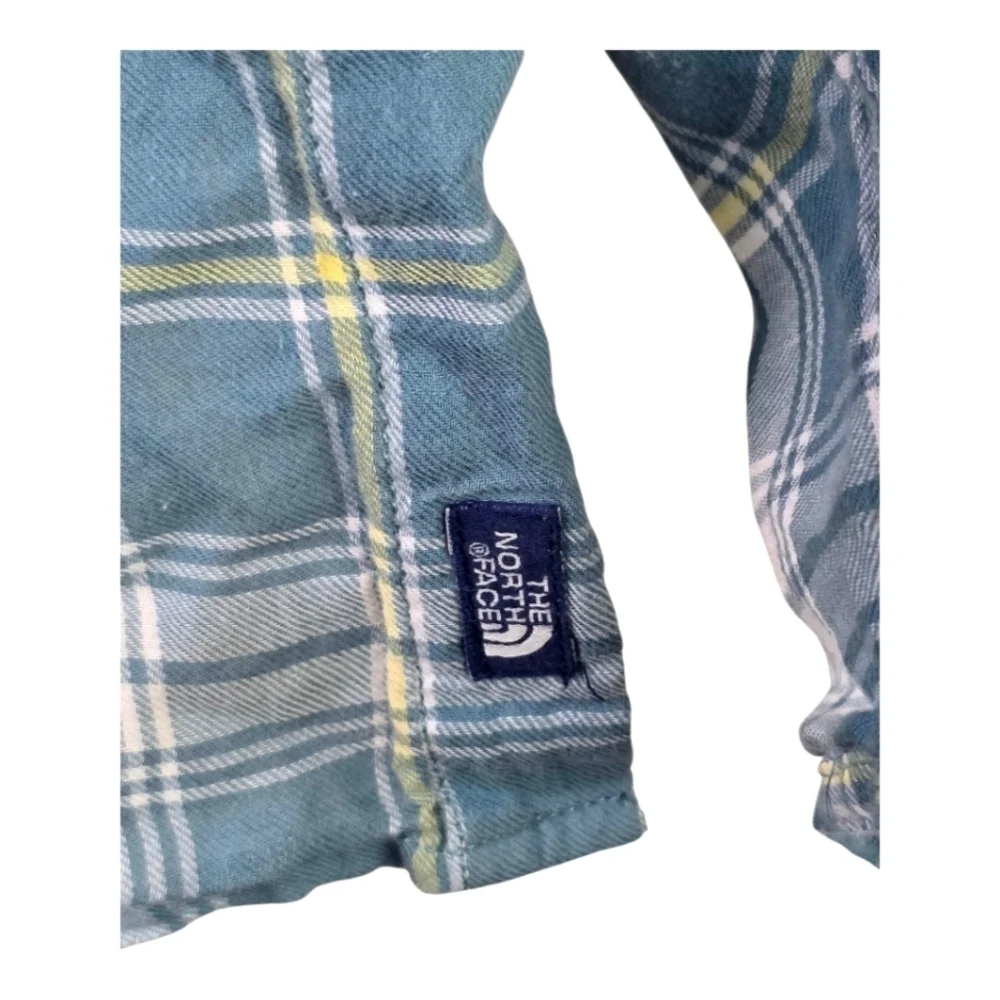 The North Face Blue Plaid Cotton Button Up Shirt M Outdoor Casual Hiking